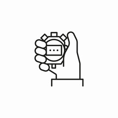 hand holding chronometer icon sign vector