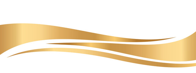 Elegant flowing golden swooshes. Wave element with a metallic gradient for a luxurious border or footer on a certificate, banner, or invitation