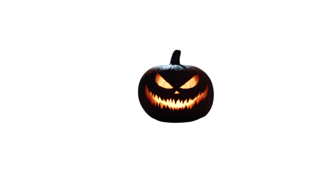 Illuminated Jack-o'-Lantern, isolated on transparent background