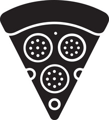 pizza slice with cheese vector, pizza triangle with toppings silhouette, fast food pizza icon design
