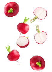 fresh radishes, sliced and whole