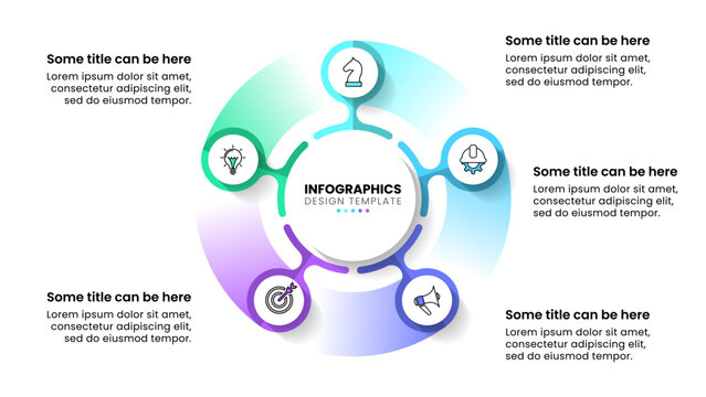 Infographic template. Circle with 5 steps and icons