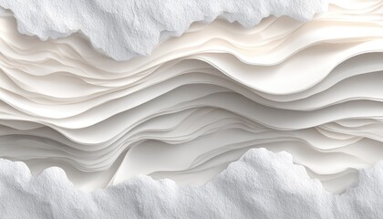 Abstract landscape of flowing, layered, white and cream forms