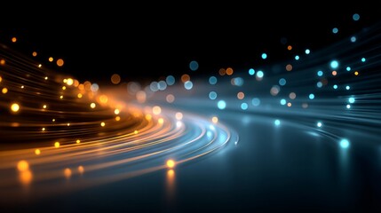 Obraz premium Abstract digital light trails with glowing particles in motion