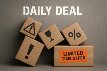Daily Deal and LIMITED TIME OFFER sale banner, clean modern style, enticing retail discount promotion.