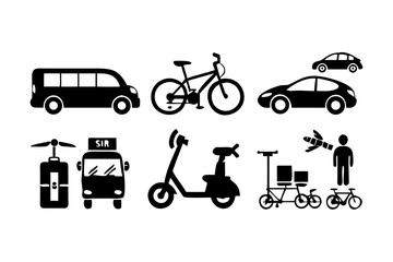 Naklejka premium Transportation icon set for travel design