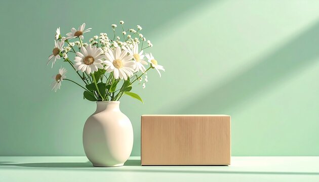 close up of small cardboard box with green background