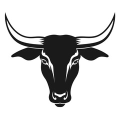 long horn vector clean black silhouette design white background