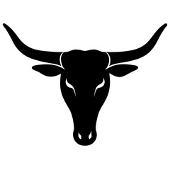 long horn vector clean black silhouette design white background