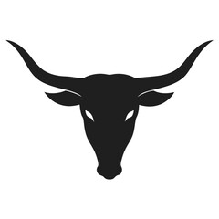 long horn vector clean black silhouette design white background