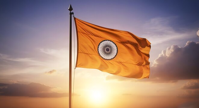 Majestic Indian Flag at Sunset: A Symbol of Pride and Patriotism