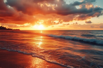 Obraz premium Panoramic view capturing the breathtaking colors of a sunset