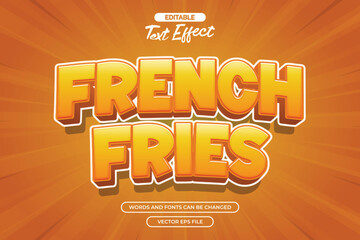 French fries editable text effect with cartoon text style