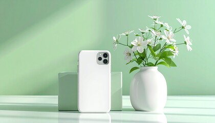 close-up of a cellphone with a green background