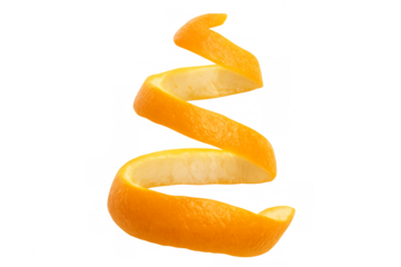 Orange peel spiraling on transparent background