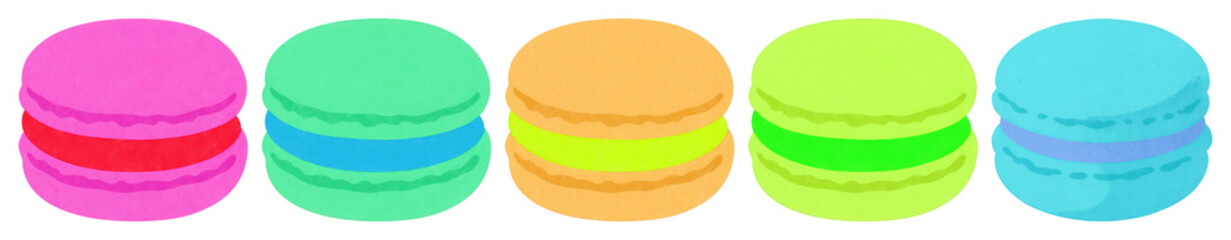 Fototapeta premium PNG Colorful macaron row illustration, element set on transparent background