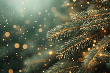 A Realistic Outdoor Christmas Scene With Pine Tree