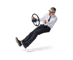 Aggressive man stuck in a traffic jam and shouting