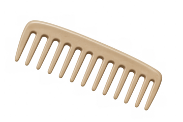 Light brown hair comb on transparent background for beauty and haircare