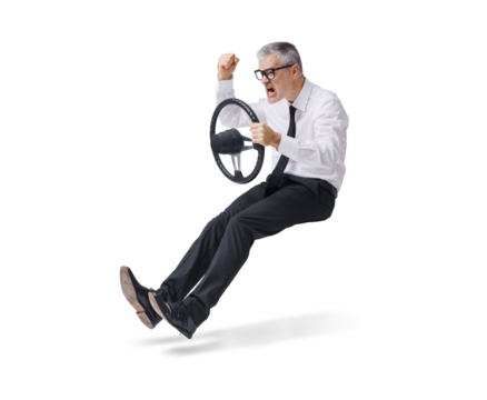 Aggressive man stuck in a traffic jam and shouting