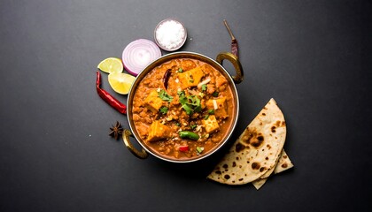 Indian Cuisine Paneer Dish with Naan