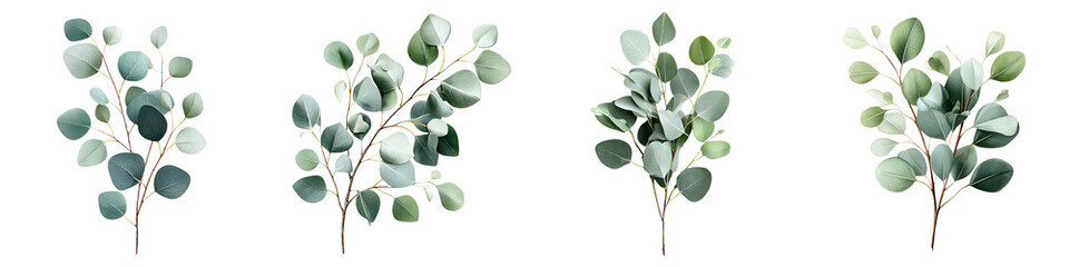 Eucalyptus Branches Watercolor Set, Greenery Botanical Illustration