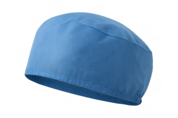 Light blue surgical scrub cap on transparent background