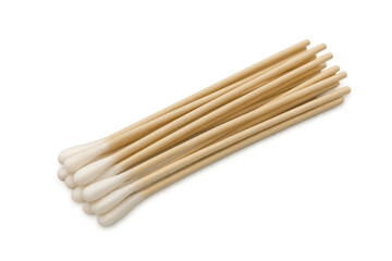 Cotton swabs lying on transparent background