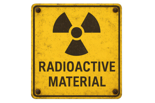 Radioactive material warning sign on transparent background