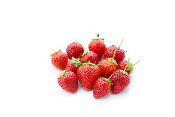 fresh red strawberries isolated on white background