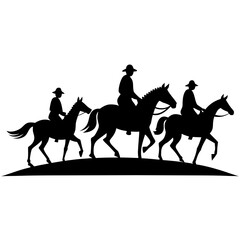 Horseback Journey a simple vector clean black silhouette design white background