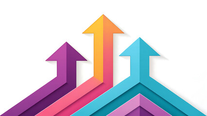 Three colorful arrows pointing upward symbolizing growth progress and success