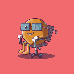 Smiling Emoji Sitting on Desk Chair vector illustration. Symbol, Work design concept.