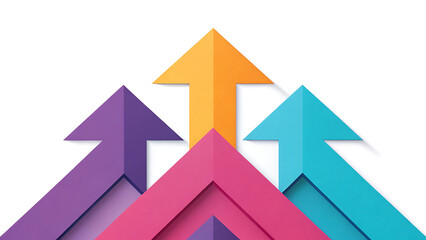 Multiple colorful arrows pointing upwards in a dynamic composition symbolizing growth and progress