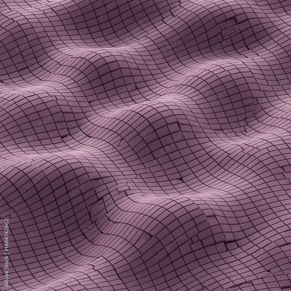 Poster wavy surface of mauve rectangular tiles creating an abstract landscape