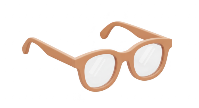 3d icon of stylish eyewear with round frames isolated on transparent background, offering a trendy and fashionable look for vision correction and eye protection