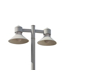 Lamp on a white steel pole, new technology, new energy system