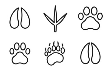 Animal footprint icons: hoof, bird, and paw prints