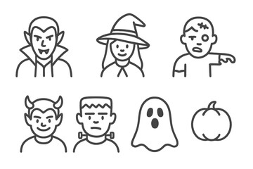 Halloween themed illustrations featuring popular characters and symbols