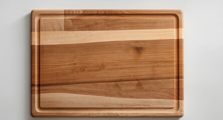 Rustic Wooden Cutting Board with Juice Groove Detail, Perfect for Kitchen Use.