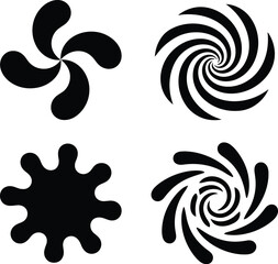 Obraz premium A collection of four black and white abstract designs featuring spirals and radial symmetrical shapes