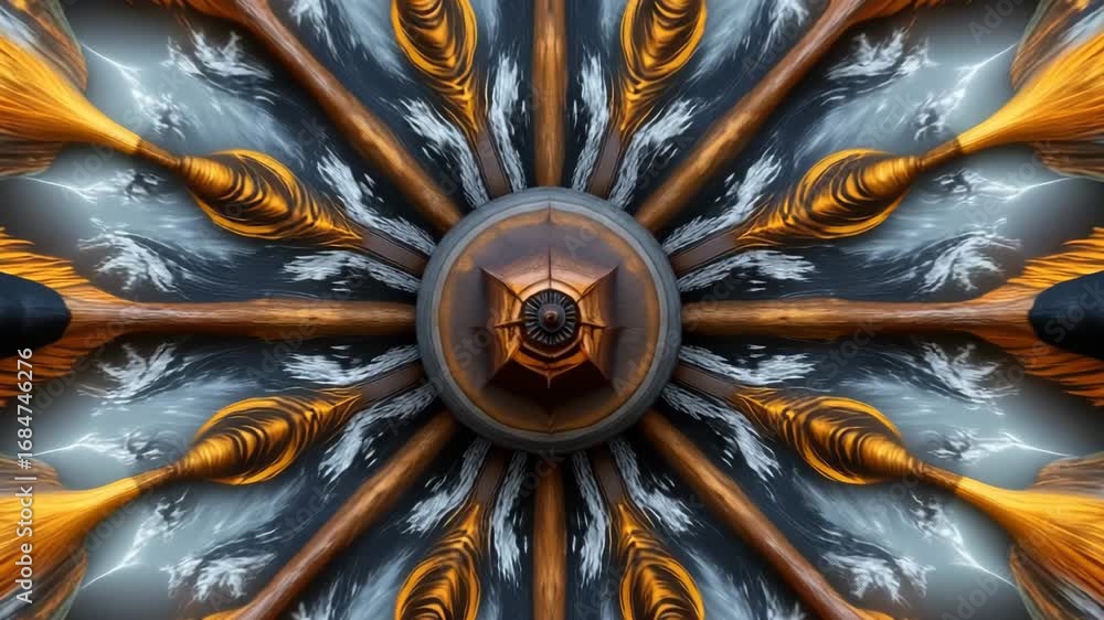 Poster celestial wheel of time: an intricate, artful image of a celestial wheel radiating from a central po