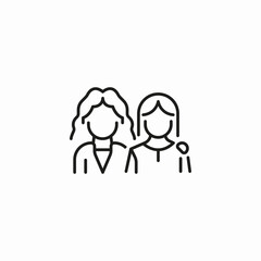 two women friends icon sign vector