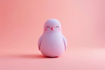 Cute, light-purple bird on a pale-pink background