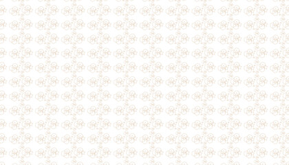 Seamless pattern of brown geometric shapes and flowers