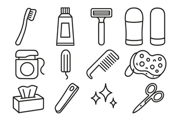 Essential bathroom items arranged in a neat and organized layout for daily hygiene routines