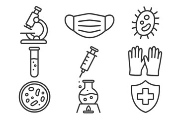 Microscope, medical equipment, and biological elements showcase essential tools for scientific research and health