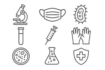 Obraz premium Medical symbols and laboratory equipment represent health and scientific research activities in a modern context