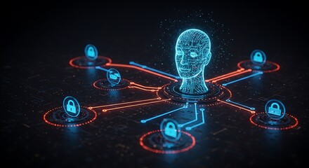 A futuristic AI cyber defense network that actively detects and neutralizes digital threats in real-time	
