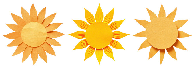 PNG Vibrant paper sun designs, element set on transparent background